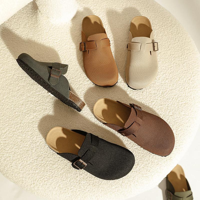 Туфли Boken French Fly-Woven Bag Head Half Slippers Женские ленивые одинарные туфли Весна и лето Туфли Boken на плоской подошве 35 коричневый