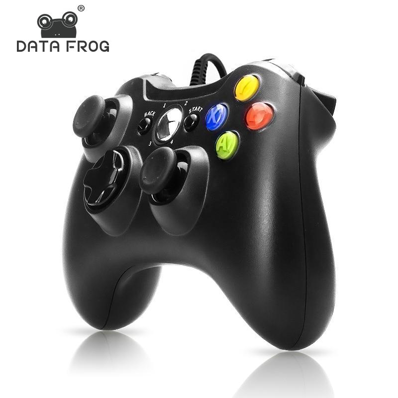 DATA FROG USB проводной геймпад-джойстик для Xbox 360/тонкий контроллер ПК для Windows 7/8/10 Microsoft с вибрацией для Steam Game For PC чёрный