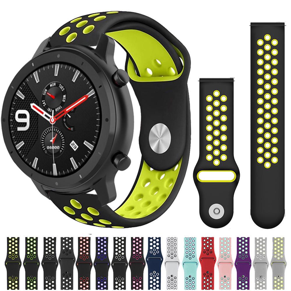 Спортивный силиконовый ремешок для Xiaomi Huami Amazfit GTR 42 мм 47 мм Замена 20 мм 22 мм ремешок для часов для Samsung Gear S2 Classic/Gear S3 ремешок для часов 20mm серый/чёрный