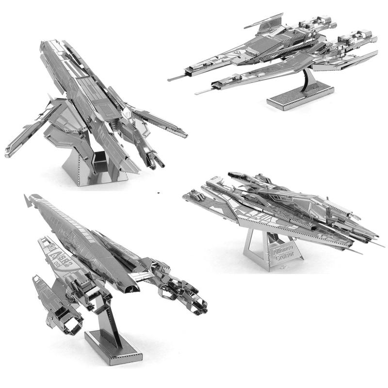 Космический корабль Mass Effect Normandy SR2 3D модель головоломки наборы DIY лазерная резка собрать игрушка-головоломка подарок для детей Alliance cruiser металлик серебряный