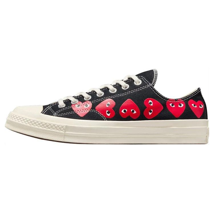 Converse Comme des Garçons PLAY x Chuck 70 Low Multi Heart — черные кроссовки унисекс High-Risk-Red Egret A08149C 44