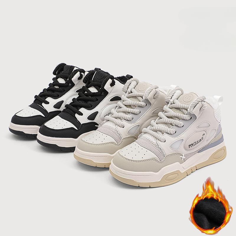 National Fashion High-Top Platform Vintage Fleece-Lined Sneaker Women s New Versatile Couple Colorblock Daddy Shoes Casual Women 36