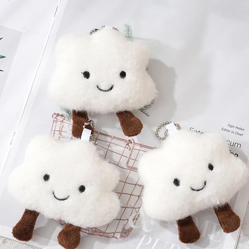 Мультяшный милый белый плюшевый брелок-подвеска в виде облака Kawaii Key Charms Мягкая кукла-игрушка в подарок девочке рюкзак аксессуары украшения