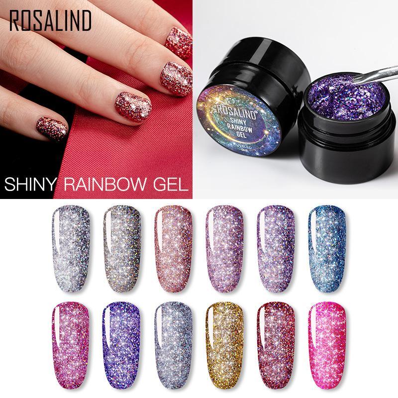 ROSALIND UV Гель-лак для ногтей Неоновая радуга Гибридный лак Платиновая гелевая краска для маникюра