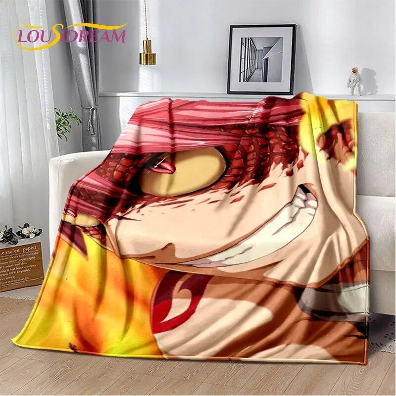 Мягкое плюшевое одеяло «Fairy Tail», японское аниме, мультфильм, фланелевое одеяло для гостиной, спальни, кровати, дивана, бухты для пикника, ребенка 75x100cm (30x40inch)