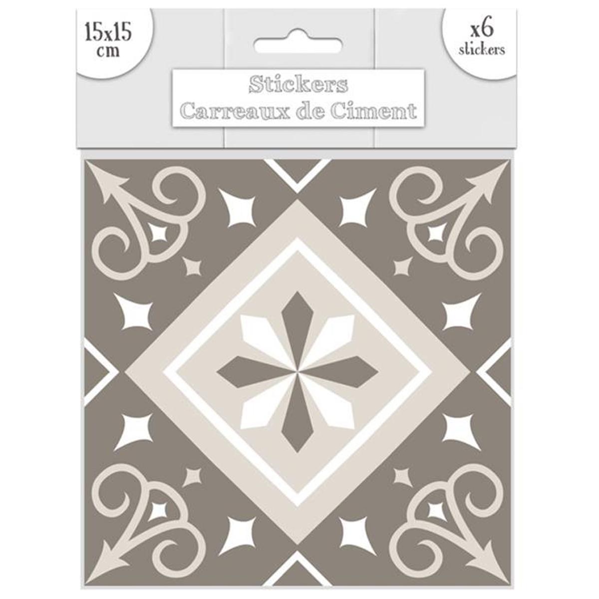 Les Trésors De Lily [Q7338] - Набор из 6 наклеек Cement Tiles, серый - 15x15 см. бежевый