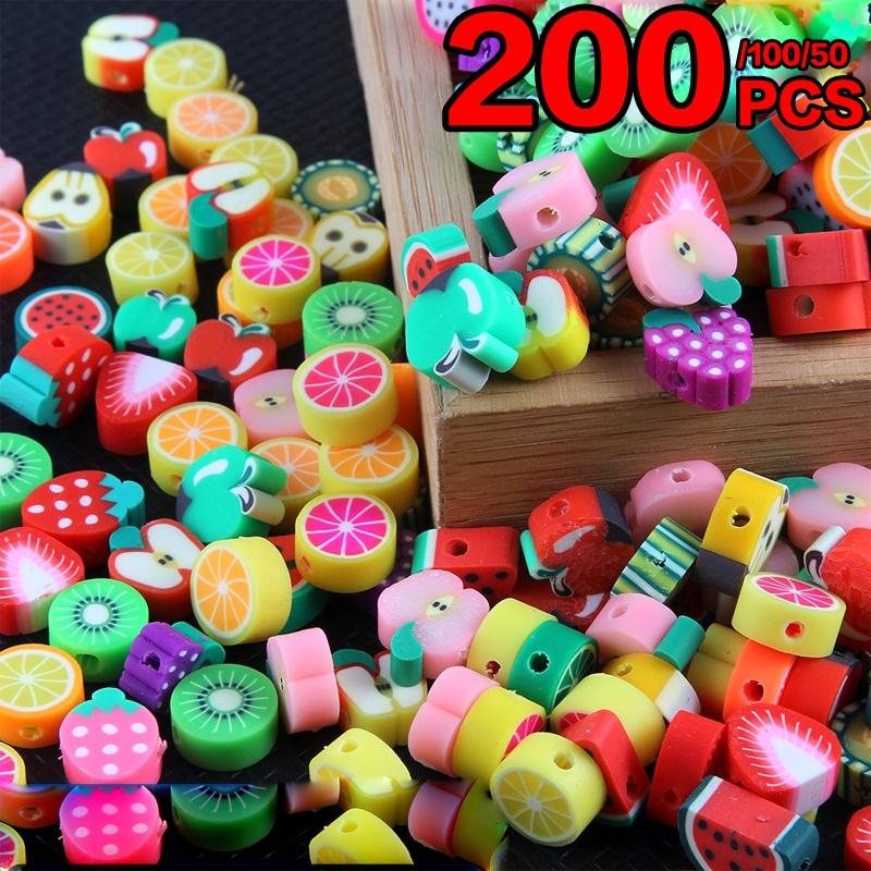   Joom 50/100/200 шт. 10 мм разноцветные бусины из полимерной глины, бусины из полимерной глины-разделители, свободные бусины для ожерелья, аксессуары для браслетов «сделай сам» 50PCS (#01 Fruits)