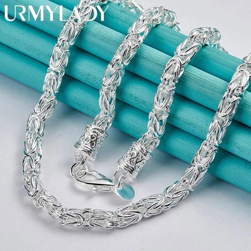 Ожерелья и подвески URMYLADY из стерлингового серебра 925 пробы, подвесная цепочка 20 дюймов, простое ожерелье для мужчин и женщин, модные ювелирные изделия для свадебной вечеринки 50cm