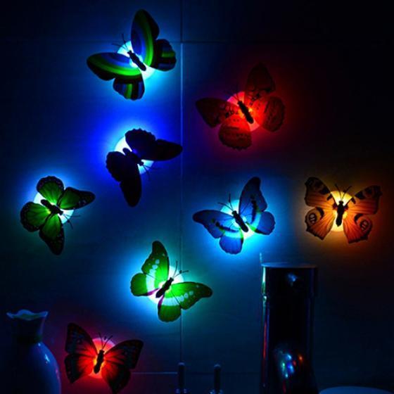 Изменение цвета Симпатичные бабочки LED Night Light Home Room Desk Wall Decor 1 Pc