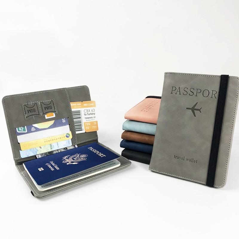 PU RFID Обложка для паспорта Кошелек для кредитных карт Водонепроницаемый Документ Многофункциональный ID Банковская карта Кошелек Чехол Дорожные аксессуары серый