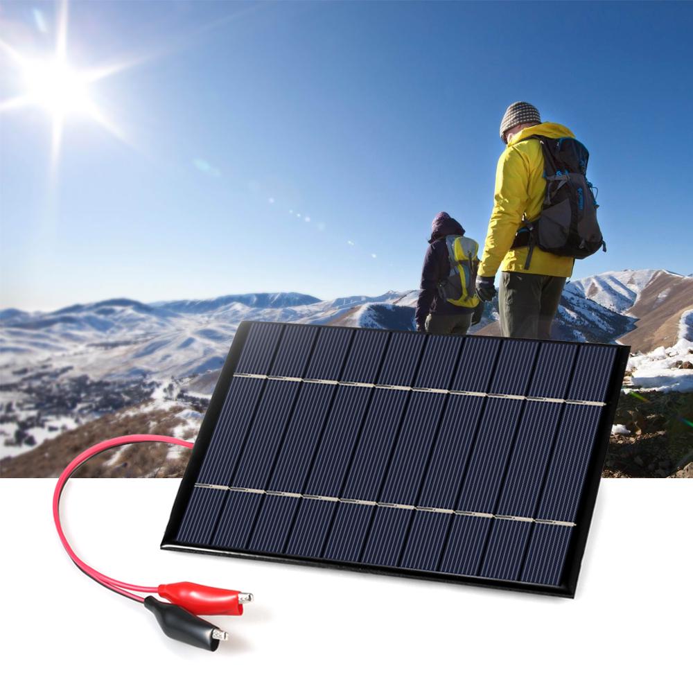 2.5W 5V Поликристаллическая кремниевая солнечная панель с зажимами типа «крокодил» Солнечная батарея для зарядного устройства DIY