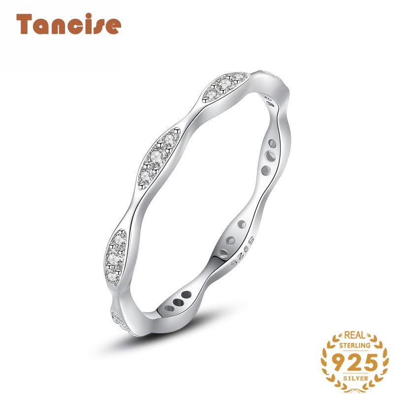 Tancise Classic стерлингового серебра 925 пробы кольцо с цирконом женские ювелирные изделия свадебное обещание вечерние подарок 5 серебряный