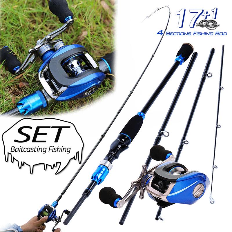 Комбинированные удочки и катушки для наживки Casting Rod и катушка Baitcaster 18BB Снасти для ловли окуня Rod with Left Reel синий