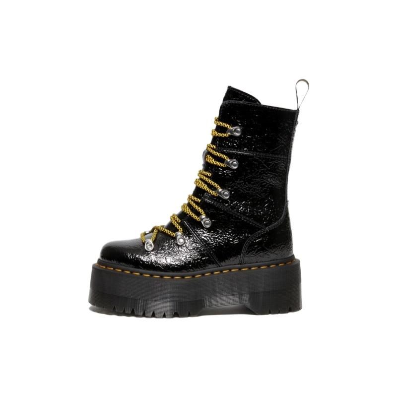 Доктор. Черные женские кроссовки Martens Ghilana Max из лакированной кожи на платформе с эффектом потертости 27788001 38