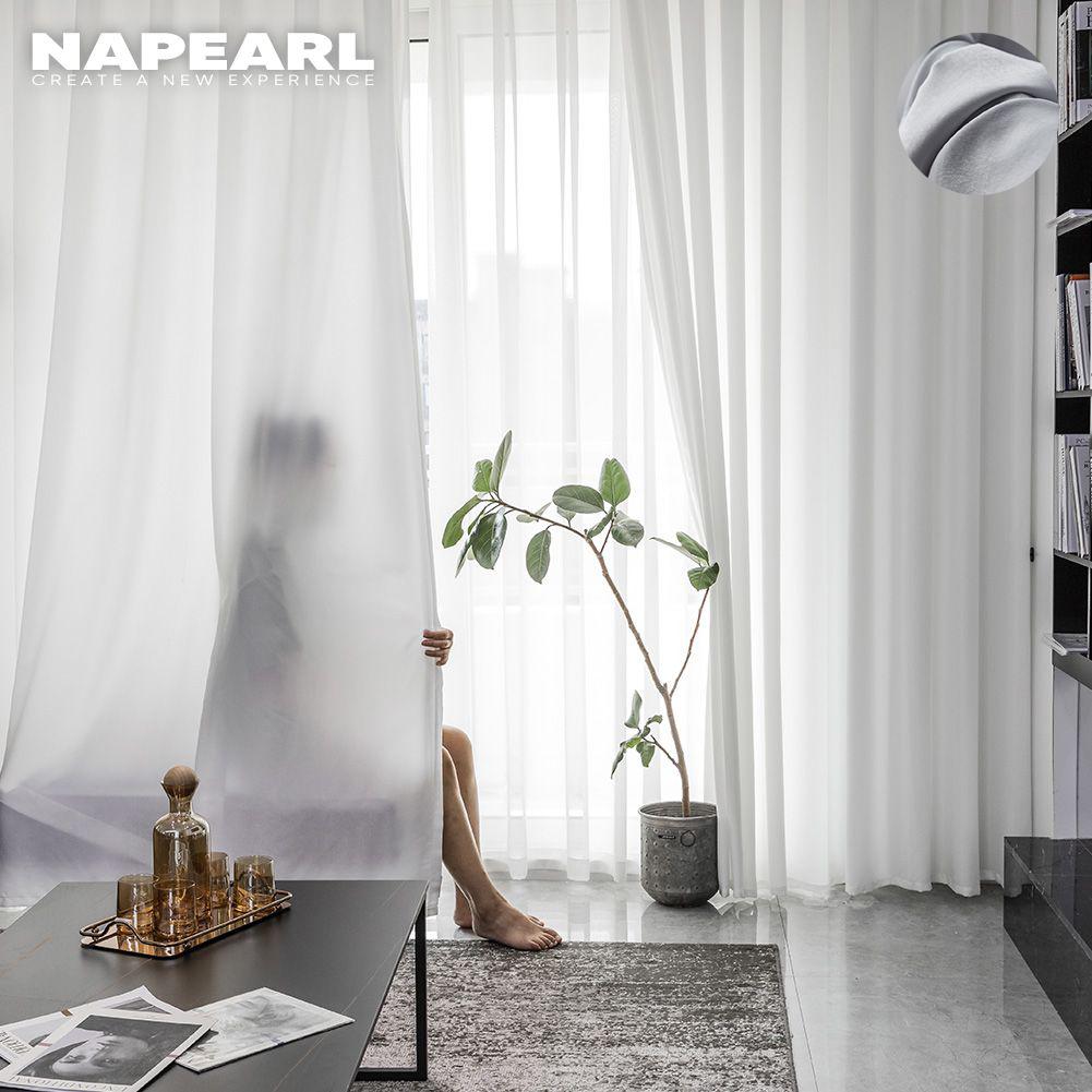 1 шт. прозрачный тюль Napearl, однотонная занавеска, мягкая современная тюль для окна, занавеска для гостиной, домашний декор W100cm x L130cm белый