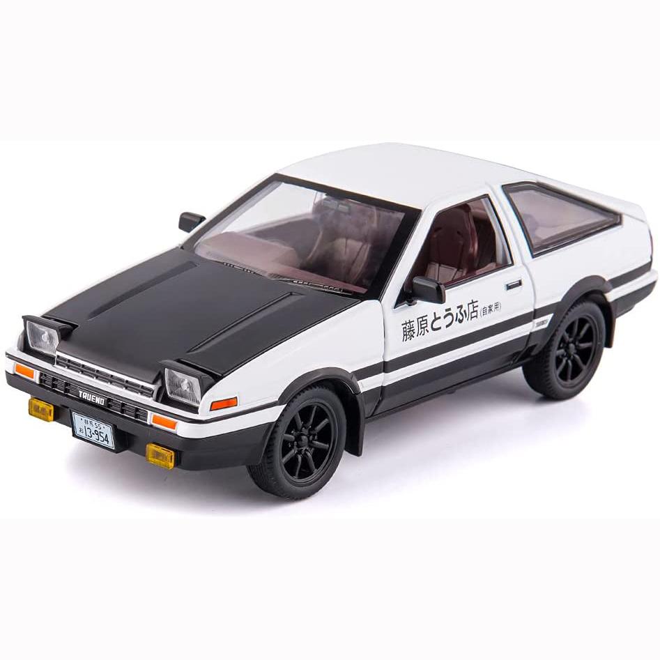 1/20 масштаб Toyota AE86, начальная модель автомобиля D, игрушечный автомобиль из цинкового сплава со звуком и светом для детей, подарок для мальчиков и девочек 1/20-21x8x6.7cm чёрный/белый