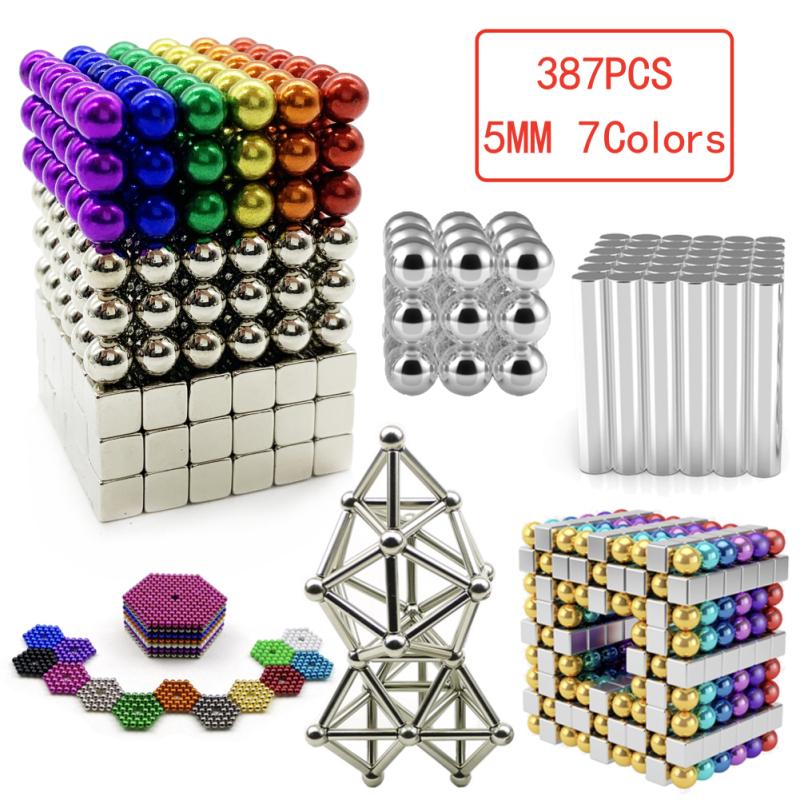387 шт./компл. 5 мм 3D магические магнитные блоки, шарики, сферы, кубы, бусины, головоломки, строительные игрушки