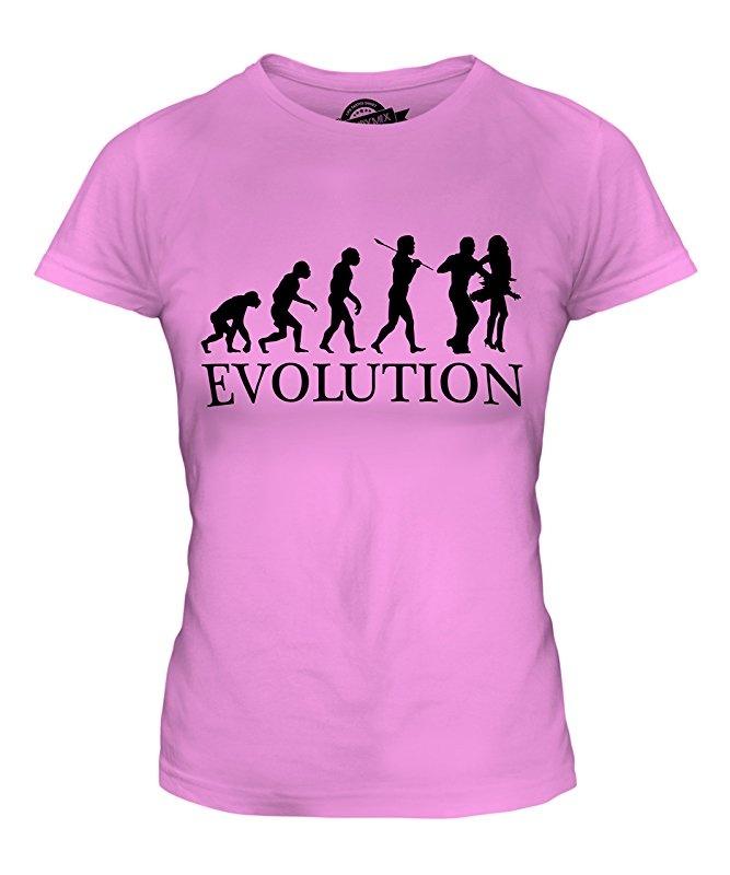 Salsa Dancing Evolution Of Man Женская облегающая футболка Верхняя футболка с коротким рукавом Крутая футболка с рисунком Рубашка S