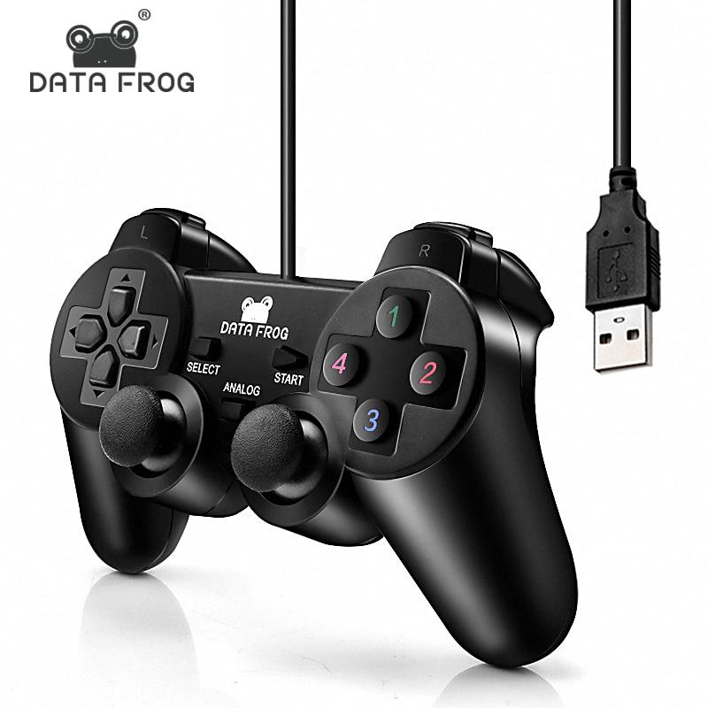 Вибрационный джойстик DATA FROG, проводной USB-контроллер для ПК, ноутбука, WinXP/7/8/10, Vista, черный геймпад 1pcs