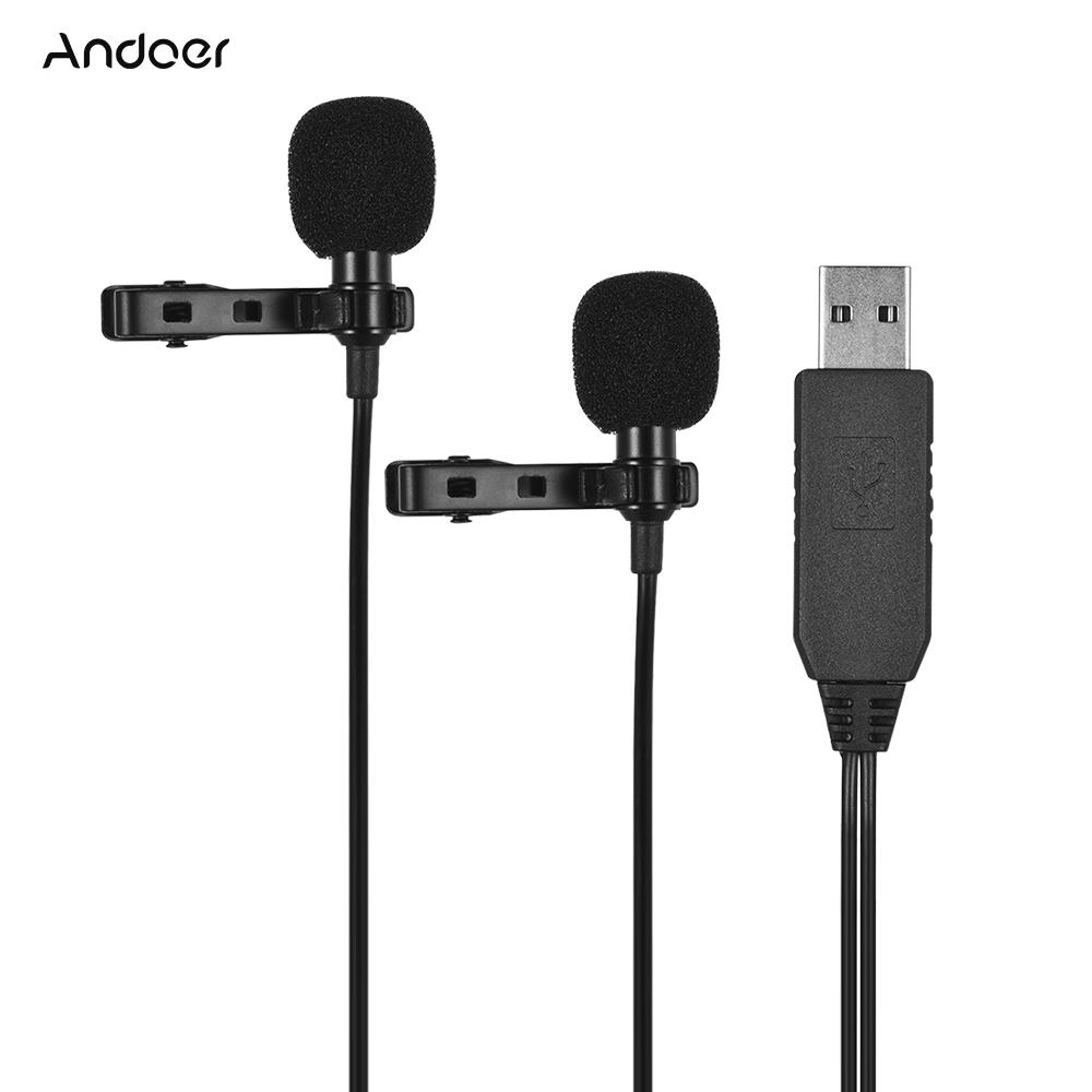 6 м/4,5 м/1,5 м USB петличный петличный микрофон с двойной головкой, всенаправленный компьютерный микрофон с клипсой для Windows Mac, запись аудио и видео 6m cable length
