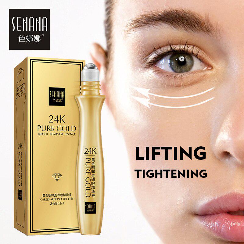 24-каратное золото Bright Roll-on Eyes Serum Увлажняющий водный вращающийся крем для глаз 15ml