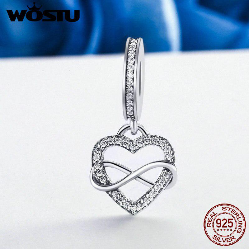 Ожерелья и подвески  Joom WOSTU новый дизайн из стерлингового серебра 925 пробы бесконечная любовь висячая бусина подходит для оригинального браслета-подвески WST HCC262