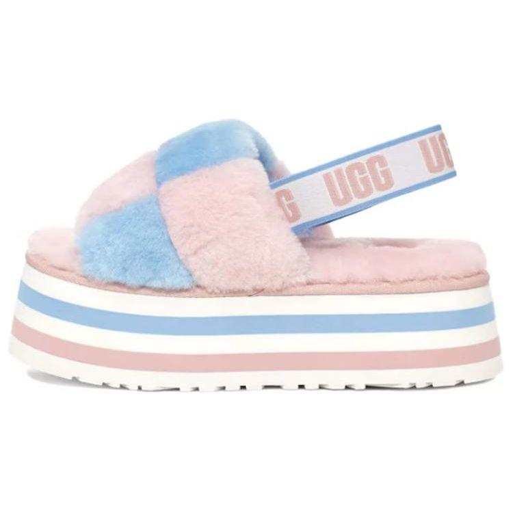 UGG Disco Checker Slide Sheepskin Удобные модные сандалии на толстой подошве Женские сандалии Розовые Синие 1113490-PSTR 39