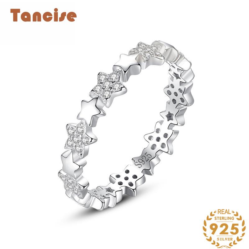Tancise Classic стерлингового серебра 925 пробы кольцо с цирконом женские ювелирные изделия свадебное обещание вечерние подарок 5 серебряный