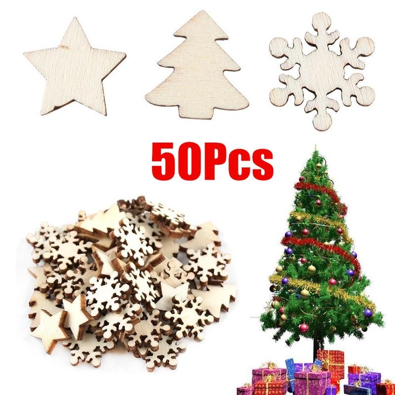 Поделки из дерева 50 шт. деревянные DIY Рождественская елка подвесные украшения кулон древесная щепа украшение для стола в форме бутылки 50pcs