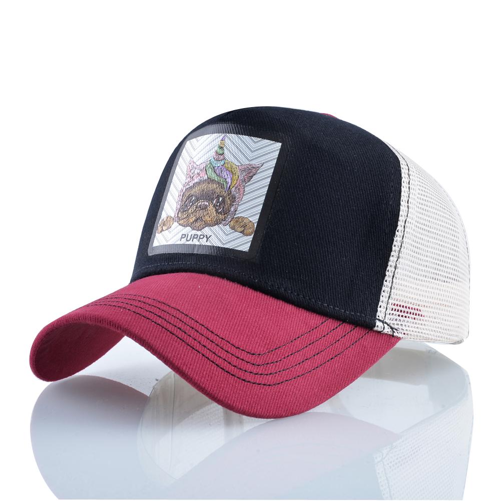 Бейсбольная кепка Trucker для мужчин и женщин с принтом щенка Snapback в стиле хип-хоп с костями, летние сетчатые шапки унисекс 56-59CM белый