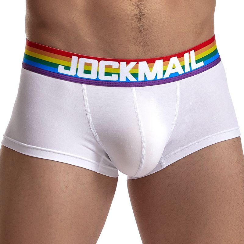   Joom Боксеры JOCKMAIL Мужское нижнее белье из смеси хлопка и модала Мягкие дышащие шорты радужных цветов в полоску с поясом Быстросохнущие спортивные плавки M белый