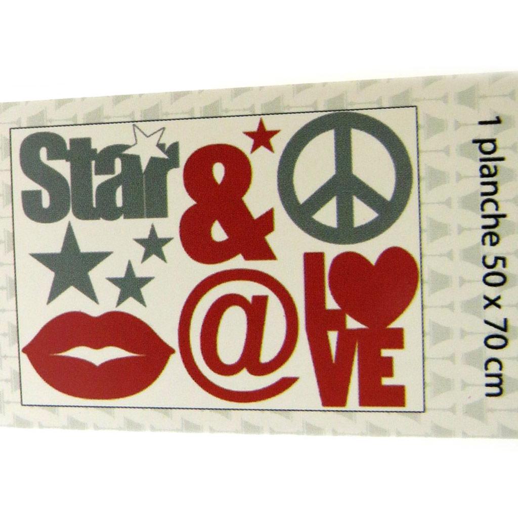 Les Trésors De Lily [L4984] - Лист наклеек «Star & Love» серо-красный (50х70 см) красный