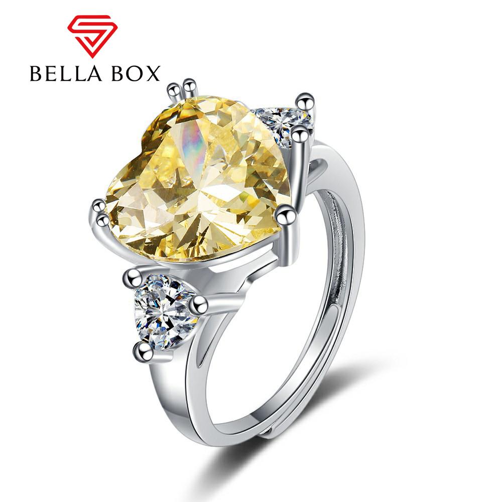 BELLA BOX модное кольцо с цирконием и бриллиантом в форме сердца, ювелирные изделия, подарок для свадебной вечеринки Resizable