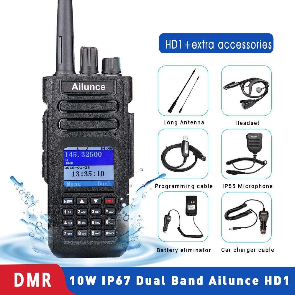 Ailunce Hd1 Dmr Цифровая рация для любительской радиосвязи Дальнего действия Любительская двусторонняя радиостанция Рация Gps VHF UHF Двухдиапазонный трансивер HD1 and Cable