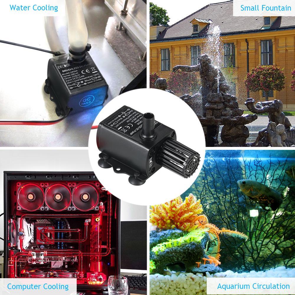 Decdeal DC12V 5W Ультра-тихий мини-бесщеточный водяной насос Водонепроницаемый погружной фонтан чёрный