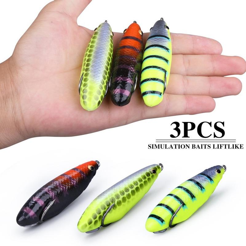 Sougayilang 3 шт. Umpan Pancing 3D Fish Eyes Двойные крючки Мягкая рыболовная приманка Мягкие рыболовные приманки Снасти для морской рыбалки на открытом воздухе жёлтый/синий