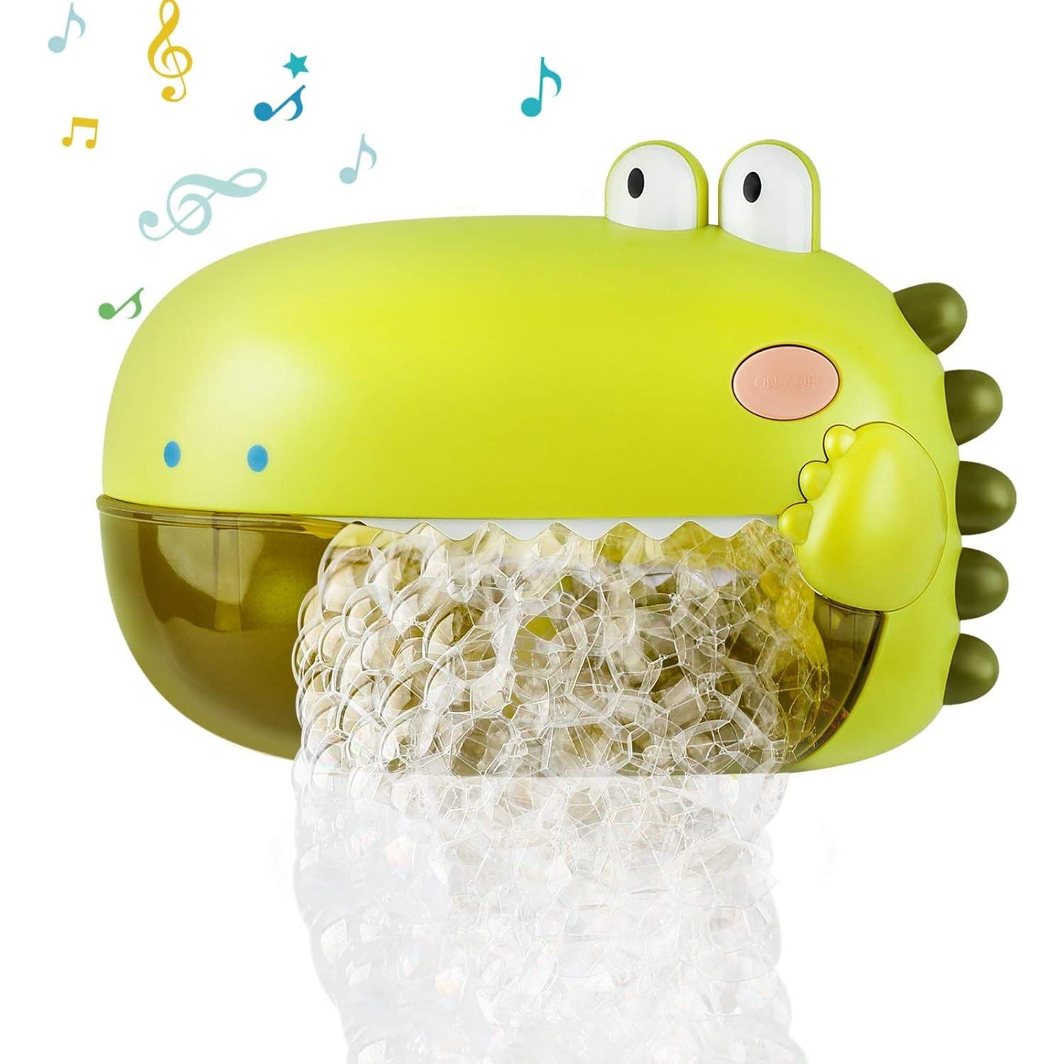 Игрушки для ванной Игрушка для ванны, пенная машина для ванны с музыкой, игрушка для ванны с динозавром, ребенок с 1000+ пузырьками в минуту 22*15.5*9cm зелёный