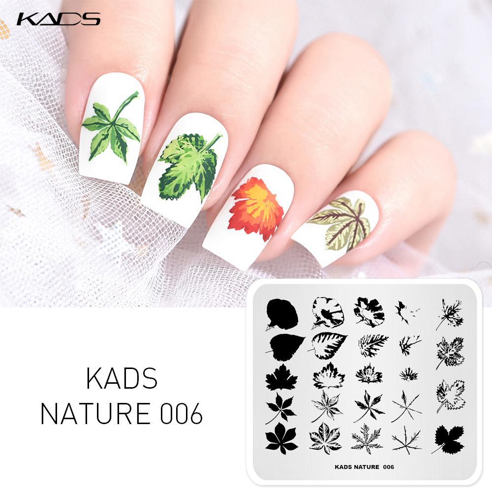 KADS Nature 006 Overprint Leaves Indus Maple Маникюрная пластина Шаблон Трафарет для ногтей Штамп для дизайна ногтей Пластина для штамповки