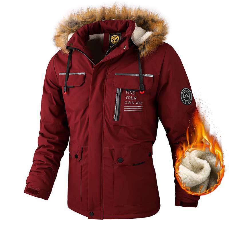 Уличная мужская флисовая утолщенная повседневная куртка Parker Coat осенне-зимняя теплая куртка мужская куртка M чёрный