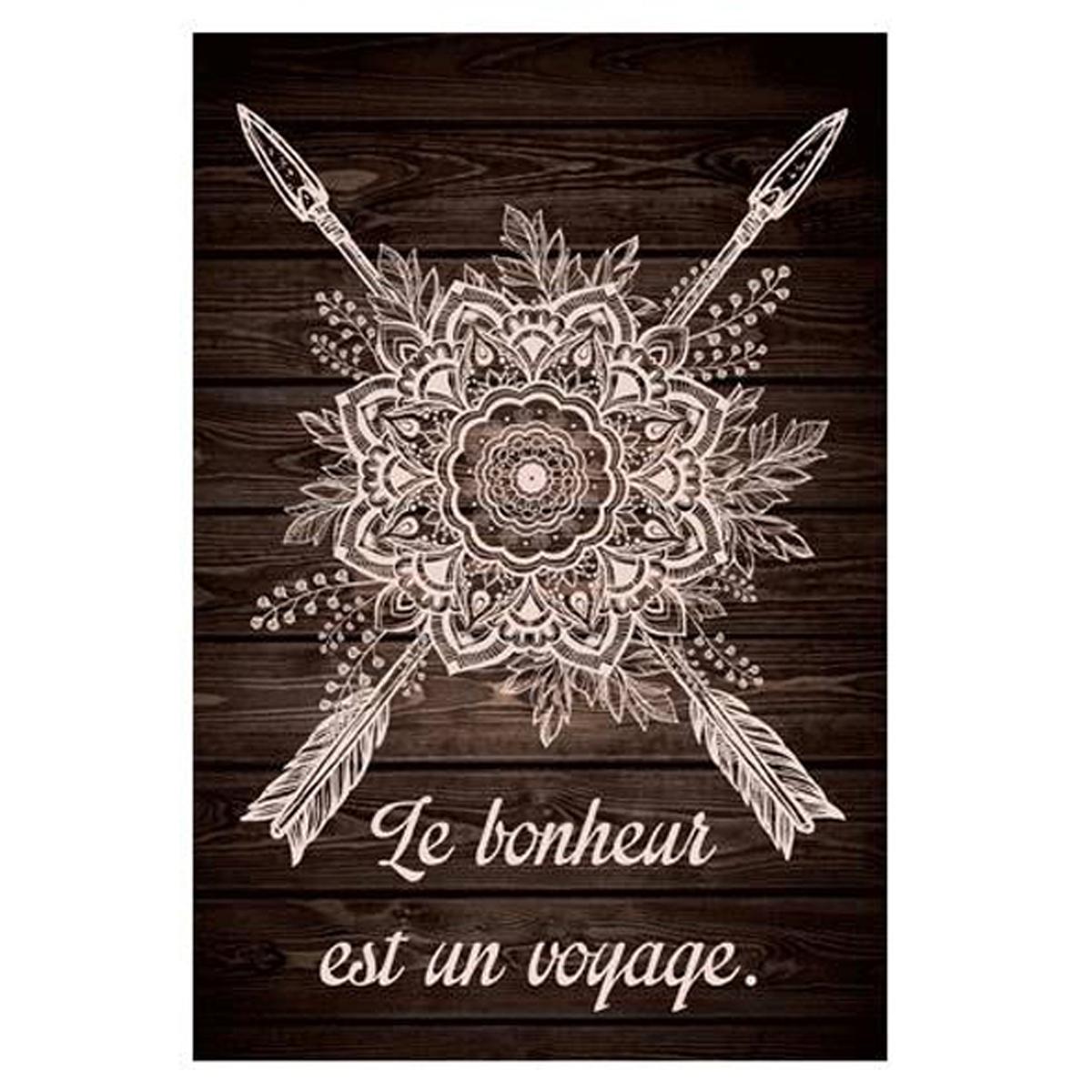 Les Trésors De Lily [P0291] - Холст  Boho  коричневый венге (Счастье - это путешествие) - 34x23 см. коричневый