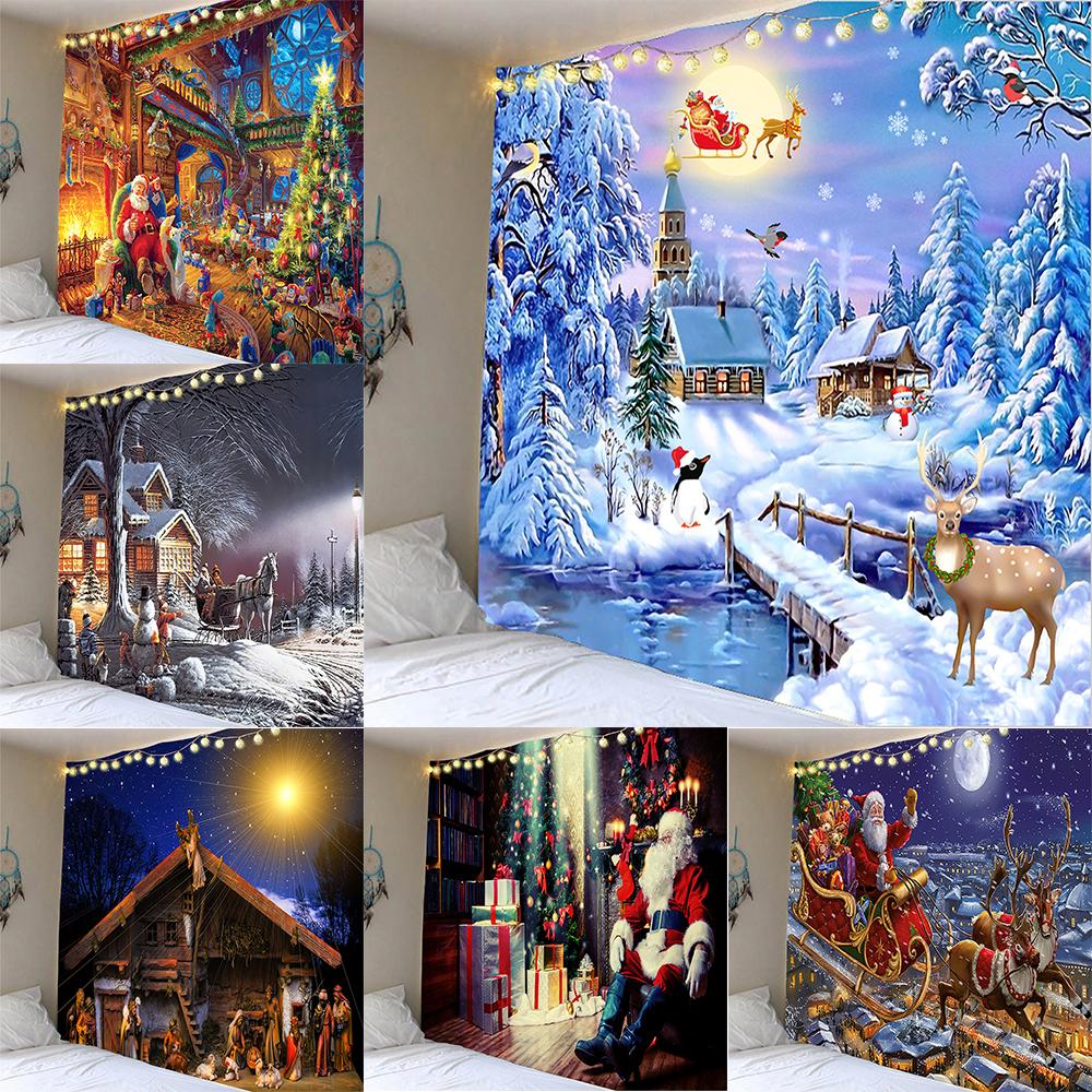 Tapisserie de Noël, домашний декор, гобелен с принтом Санта-Клауса, полиэстеровый гобелен, декор для гостиной, комнаты, фон, ткань 100x75cm