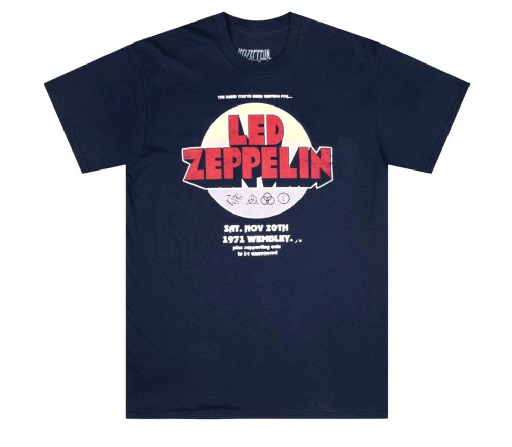 Футболка унисекс с короткими рукавами и рисунком Rock Band Led Zeppelin 1971 Wembley S
