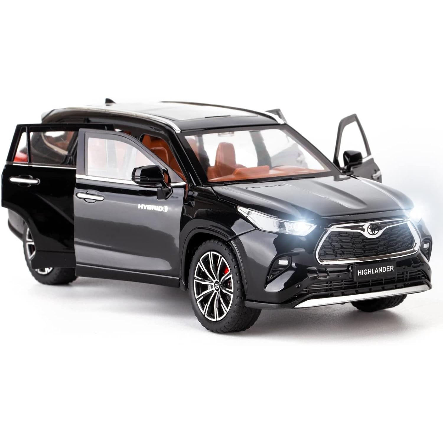 Модель автомобиля Toyota Highlander в масштабе 1/24, игрушечный автомобиль из цинкового сплава со звуком и светом для детей, подарок для мальчиков и девочек 1/24-Size:21*8*7.5cm красный