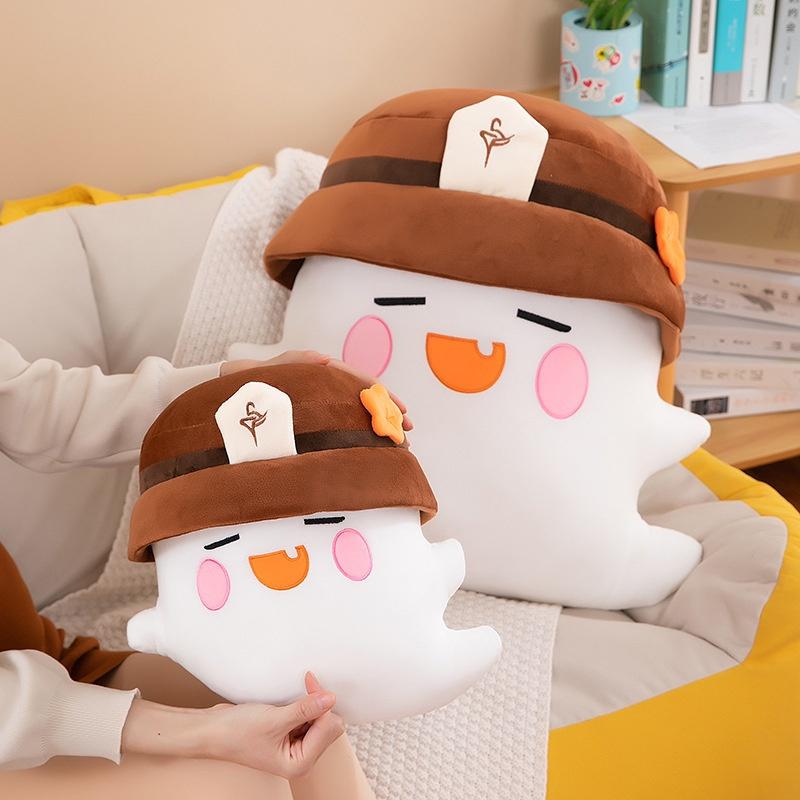 Genshin Impact Ghost Dolls Аниме игра Hutao Ghost Hat Плюшевые игрушки Мультфильм Kawaii Genshin Hu Tao Плюшевая кукла Мягкая игрушка для 20cm