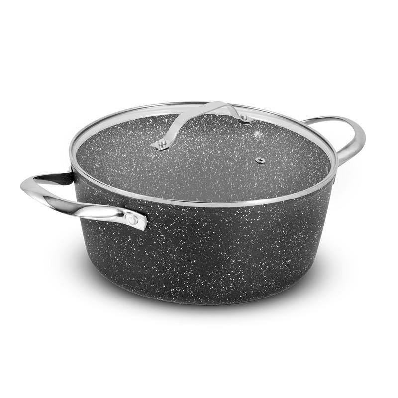 Кастрюли Faitout Aluminium Forge 24cm 4.1l Effet Pierre Couvercle Verre Tfi Hight_ft24tfi Durand Dupont