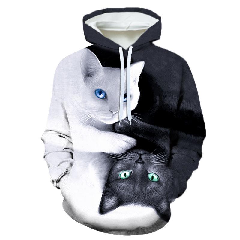 Мужская толстовка с капюшоном с принтом 3D Pet Cat, графический пуловер, парная толстовка, повседневная, модная, женская, уличная, больших размеров, Sudaderas XXS