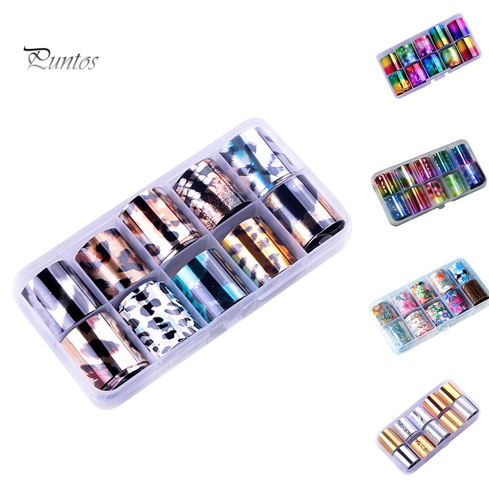 Puntos Nail Art Маникюр Декор 10 Рулонов/Комплект Блестящая Фольга Лазерные Советы Наклейки DIY ations 2   #