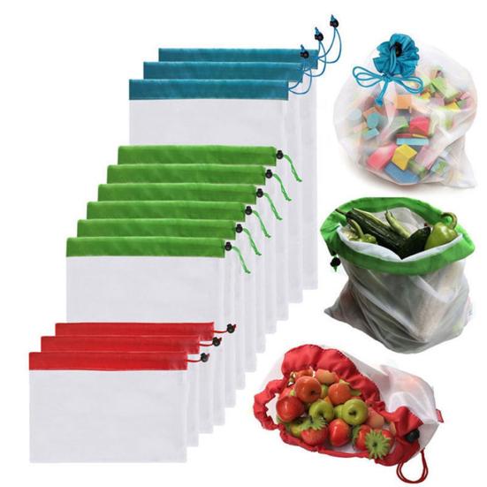12 шт. многоразовые пакеты для продуктов, веревочная сетка, сумка для хранения овощей и фруктов, игрушки