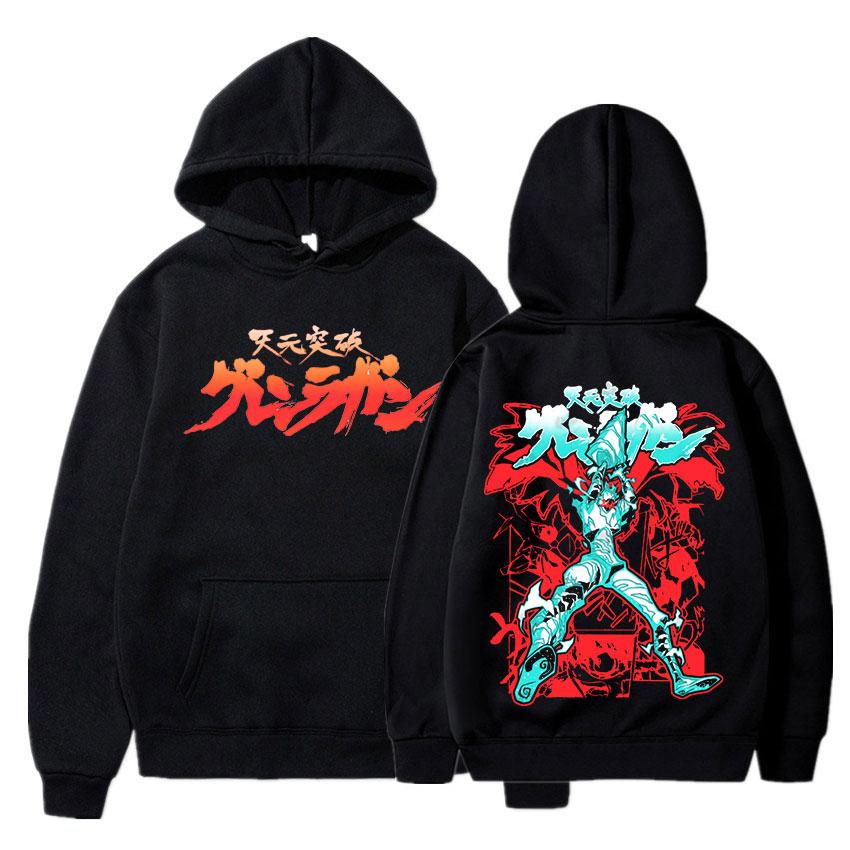 Японская манга Tengen Toppa Gurren Lagann толстовка с капюшоном Горячая аниме Мужская мода осень-зима большой свитшот спортивный костюм уличная одежда S чёрный
