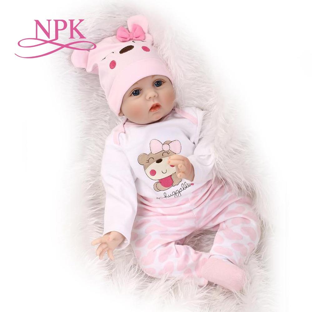NPK 55 см мягкий силиконовый корпус Bebes Reborn Baby Doll игрушка для девочек новорожденный ребенок перед сном раннее образование 55cm